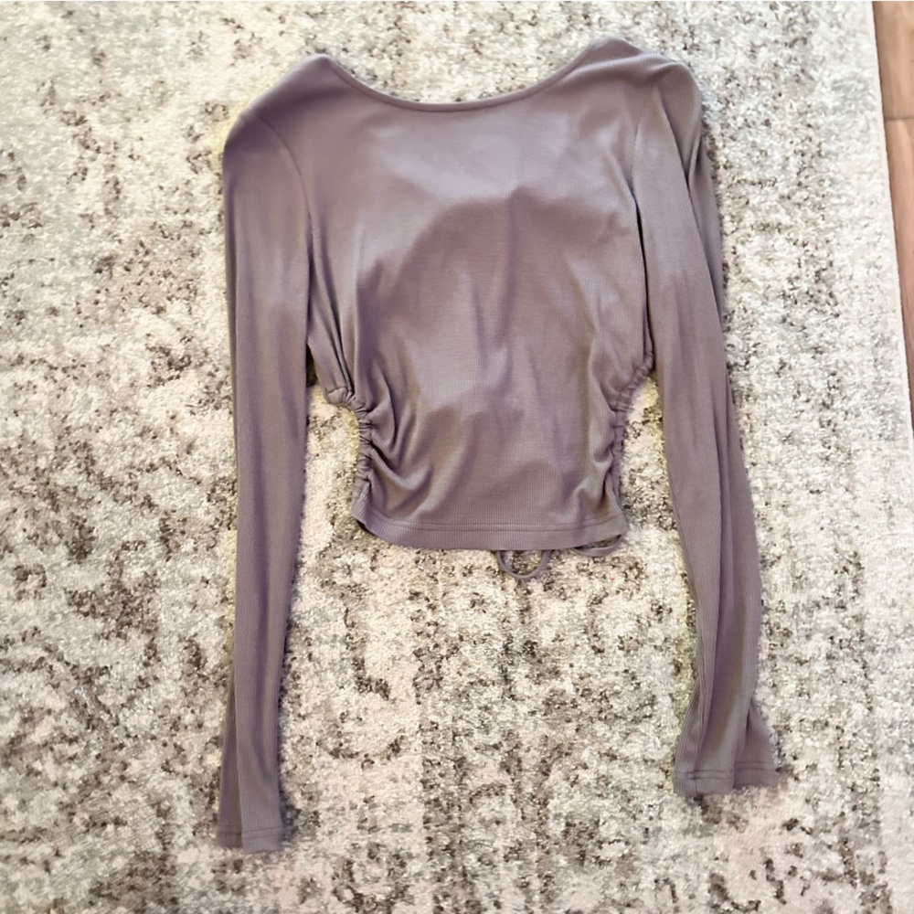 NanaMacs Purple Fitted Ruched Long Sleeve Bodysuit